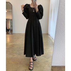 ワンピース 「Jasmine」スクエアネックパワショルロングワンピース
