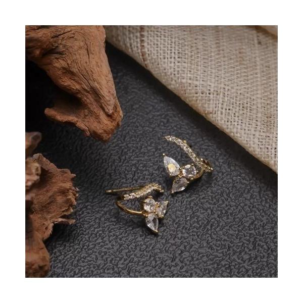 ピアス 「YNG」シャープカーブレーンストーンピアス レディース