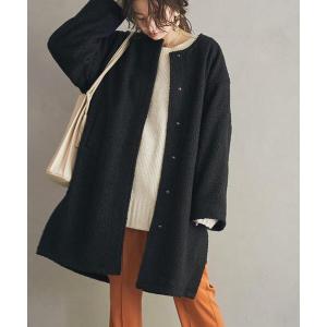 ノーカラーコート コート ループヤーンノーカラーコート レディース