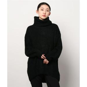 ニット セーター コージー タートルネック チュニックセーター レディース