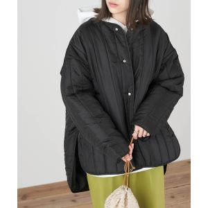 ジャケット ノーカラージャケット オーバーサイズキルティングサイドスリットリバーシブルノーカラーコート