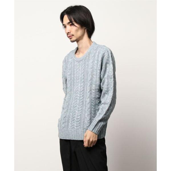 セーター ニット 5Gアクリル総ケーブルクルーネックニット メンズ レディース