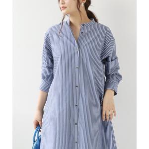 ワンピース バンドカラーロング シャツワンピース◆