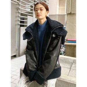 コート ムートンコート ダブルカラーフェイクムートンブルゾン