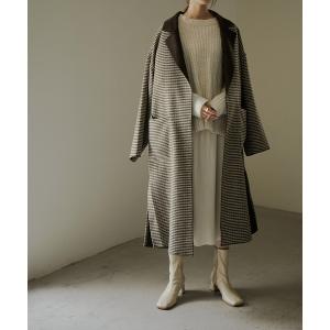 コート チェスターコート チェック柄ロングチェスターコート レディース