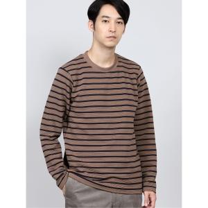 tシャツ Tシャツ タカキューメンズ/TAKA-Q：MEN リップルボーダー クルーネック長袖プルオーバーTシャツ