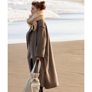 パイピングノーカラーコート レディース