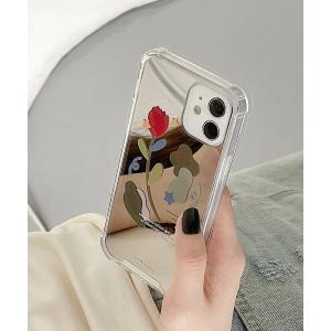 スマホケース LUON/フラワーイラスト ミラーiPhoneケース「iPhone14 / 14Pro / 14Pro max / 13mini / 1