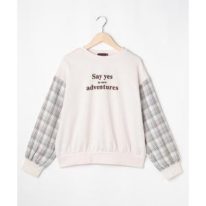 スウェット 袖チェックプルオーバー