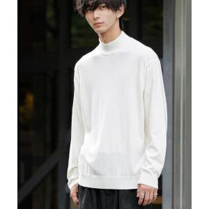 セーター ニット ハイゲージ編み ハンドウォッシャブル 梳毛風 モックネック ハイネック セーター メンズ レディース