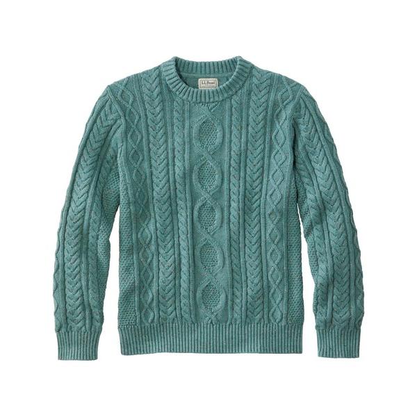 セーター ニット ビーンズ・ヘリテージ・ソフト・コットン・フィッシャーマン・セーター、クルーネック ...