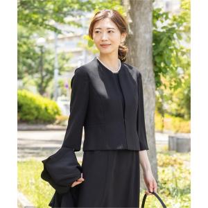 喪服 セレモニースーツ セットアップ ノーカラージャケット×前ファスナーワンピースセットアップ「喪服・礼服」 レディース