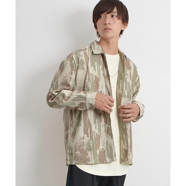 シャツ 「MinoriTY」モダンアート柄レギュラーカラー長袖シャツ オーバーサイズ メンズ 迷彩 ...