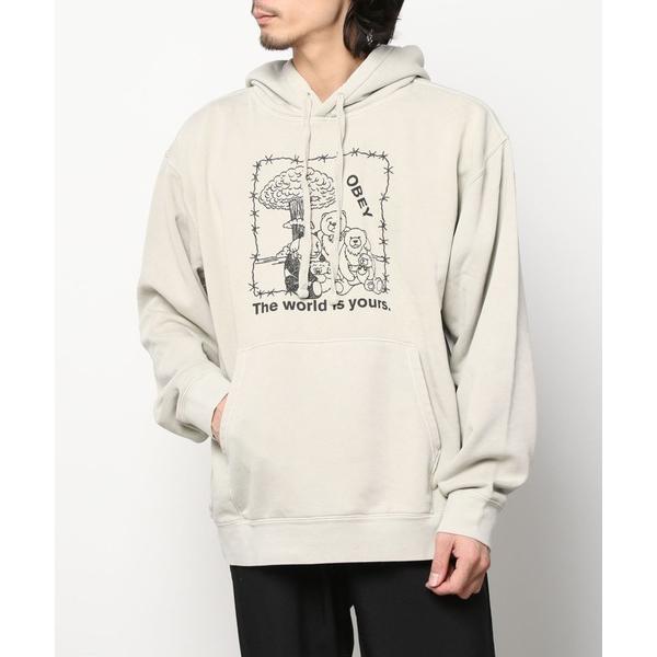 パーカー OBEY/オベイ　裏起毛 イラストプリント入り プルパーカー メンズ レディース