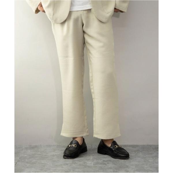スラックス 「Sa」「it」フェイクリネン 裾スリット 1タック イージーパンツ メンズ レディース