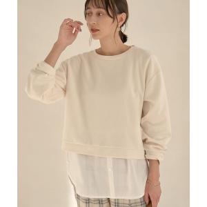 トレーナー スウェット SET 2点スエットプルオーバー+シャツ風インナー ＊ レディース