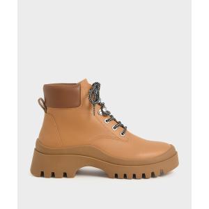 ブーツ レースアップ チャンキーアンクルブーツ/Lace-Up Chunky Ankle Bootsの商品画像