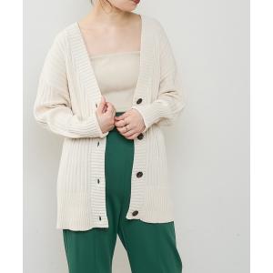 カーディガン 袖口ロールざっくりミドルカーディガン