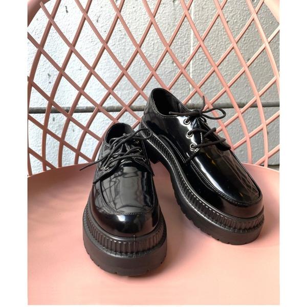 ローファー 「R＆E」厚底ソールレースアップマニッシュシューズ レディース