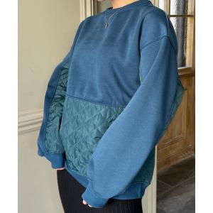 スウェット キルティング切替裏起毛プルオーバー