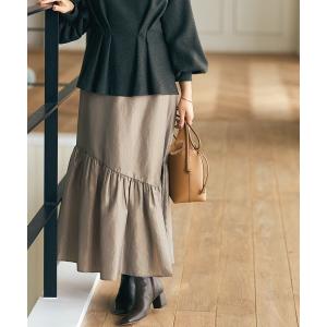 スカート 「エディター三尋木奈保さんコラボ」きれいめタフタティアードスカート レディース