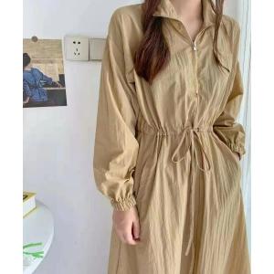 ワンピース ハーフジップウエストマークワンピース レディース