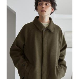 ステンカラーコート オーバーサイズ メルトンラグランスリーブロングステンカラーコート