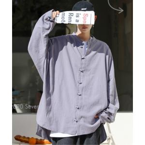 シャツ ブラウス ビッグシルエット ノーカラー ドルマンスリーブ