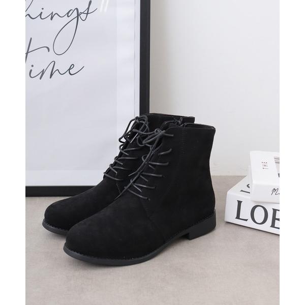 ブーツ AAA+Feminine 履き心地やわらかファスナー付きレースアップブーツ レディース