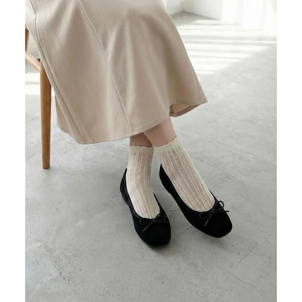 バレエシューズ パンプス AAA+Feminine スクエアトゥフラットバレエパンプス