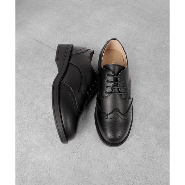 フォーマルシューズ AAA+Feminine ローヒール軽量ウイングチップオックスフォードシューズ ...