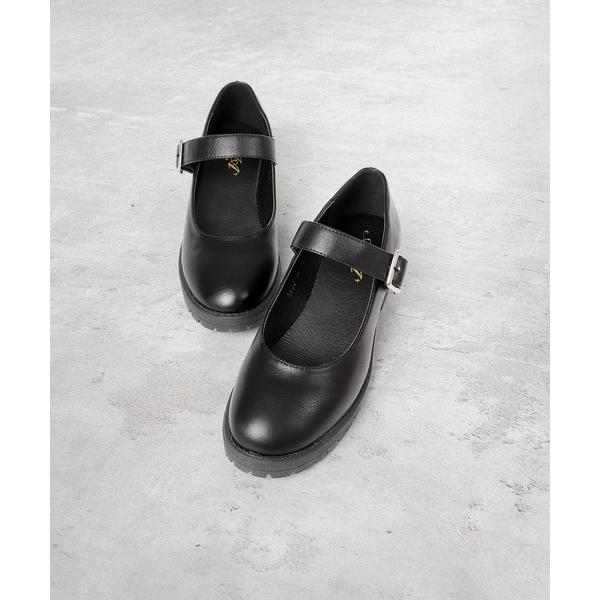 パンプス AAA+Feminine 厚底チャンキーヒールメリージェーンパンプス