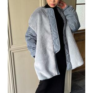 コート アウター ファー切替キルティングコート レディース