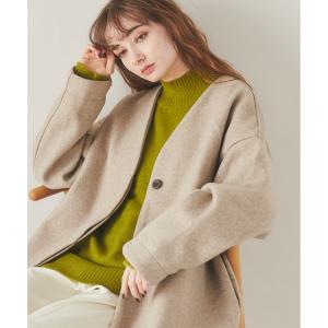 ノーカラーミドルコクーンコート