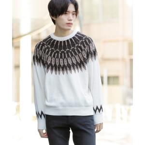 ニット ノルディックジャガード クルーネック モールニット