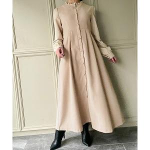 ワンピース パフスリーブドッキングマキシ丈ワンピース レディース