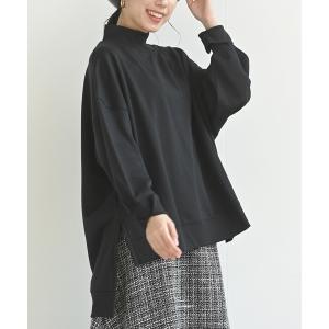 スウェット 裏起毛プチハイネックワイドプルオーバー レディース