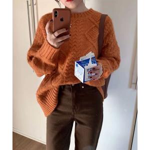 ニット セーター ケーブルオーバーニット レディース