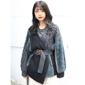 カーディガン ミクスチャーカシュクールニット