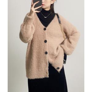 ノーカラーコート コート ボタン開き　ニットカーディガン ノーカラーコート フェイクファー レディース