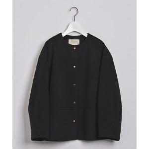 ＜UNITED ARROWS＞W ノーカラー メタルボタン ショートコート †