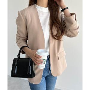 ジャケット ノーカラージャケット とろみ素材ノーカラージャケット レディース