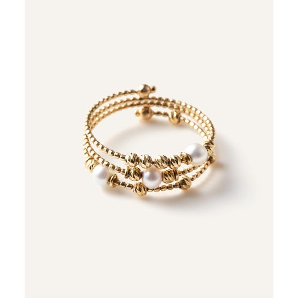 指輪 リング K10イエローゴールド パール フリーリング レディース