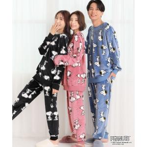 ルームウェア パジャマ 「ほどよい ”ゆるゆる感” が心地いい可愛いルームウェア」PEANUTS スヌーピー ストレッチ ソフトボア 上下セット(男