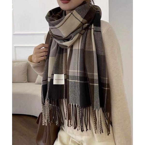 ストール マフラー チェック柄ロングストール（ユニセックス） レディース