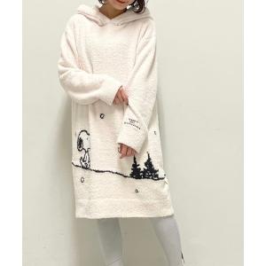 ルームウェア パジャマ 【LADIES】【PEANUTS】パネルジャガードフートドレス