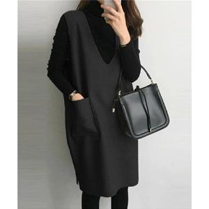 ジャンパースカート Vネックジャンパースカート