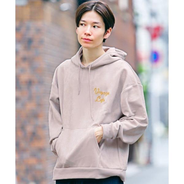 パーカー ポンチスウェード刺繍長袖パーカー メンズ レディース