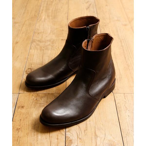 ブーツ BICASH ビカーシ / サイドジッププレーントゥレザーブーツ ヒールブーツ / 117 ...