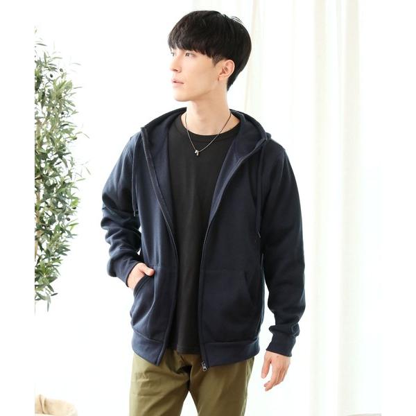 パーカー 裏起毛無地フルジップパーカー メンズ レディース